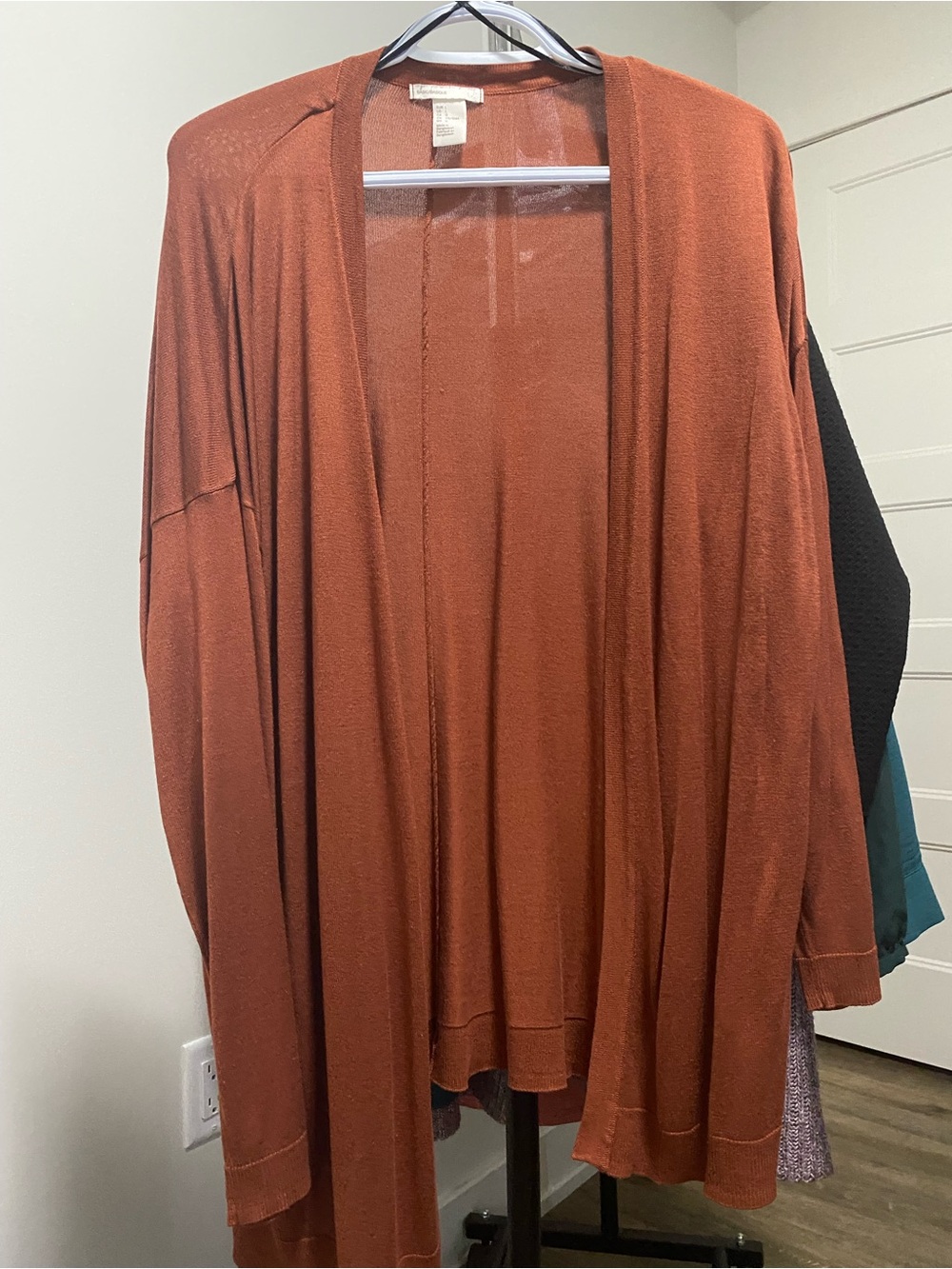 H&M Open-Front Cardigan Sweater in Rust